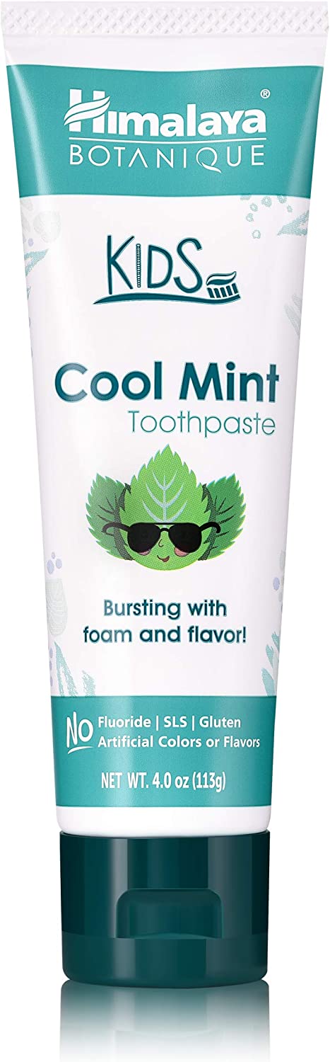 Himalaya Botanique Kids Toothpaste, Cool Mint Flavor to Reduce Plaque and Keep Kids Brushing Longer, 4 oz